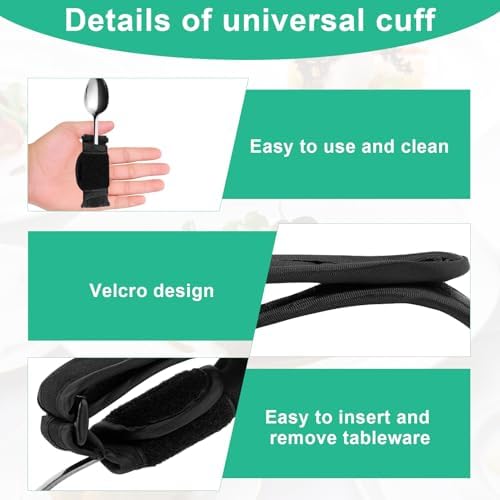 Universal Cuff Utensil Adjustable Holder Strap for Hand Grip, Adaptive Cutlery Cuff Straps Spoon Fork Holder Strip for Parkinson and Individuals Weak Grip Adaptive Equipment