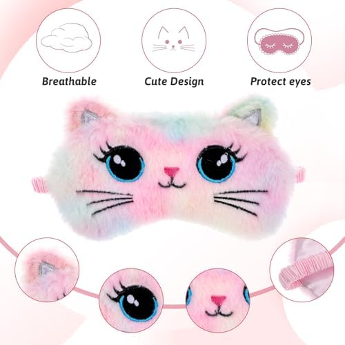 2 Pcs Sleep Mask Soft Plush Blindfold Cute Rabbit Panda Koala EyeCover Soft Eye Blindfold Cover Animal Shade Night Eye Masks for Women Girls Home Travel (Colorful)