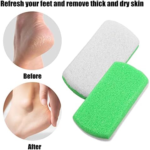 VOCOSTE 2 Pcs Foot Care Exfoliating Scrub Stone, Double Sided Fine and Coarse Pumice Stone, Foot File, Green
