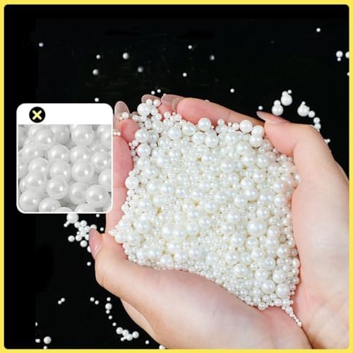 Mkostlich Pearl Sprinkles Mix-sized, 1.1Lb/500g White Edible Pearls for Cake Decorating, Sugar Pearls, Cupcake Sprinkles