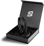 SERASAR | Premium Bracelet for Men in Genuine Black & Brown Leather | Magnetic Stainless Steel Clasp | Jewelry Box Included | Great Gift Idea