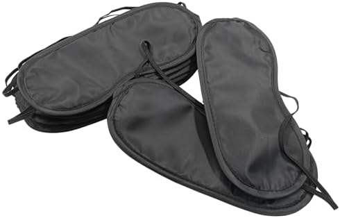 12 PCS Satin Games Sleep Mask Eye Mask Sleep Blindfold Men & Women Night Eyeshade Travel Nap Team Building Games(Black)