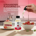 Dolce Flav Strawberry Extract – 2 Ounce Oil-Soluble Kosher, Sugar-Free, Concentrated Berry Flavor for Candy, Chocolates & Desserts, Includes Measured Dropper