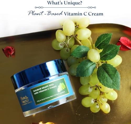 Blue Nectar Vitamin C Face Moisturizer for Oily & Acne Prone Skin with Grapeseed | Oil-Free | Non-Greasy Cream for Men (19 herbs, 1.76 fl oz)