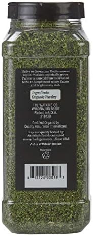 Watkins Gourmet Spice, Organic Parsley, Bulk Food Service Size, 4.7 oz (Pack of 1)