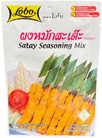 Lobo Satay Seasoning Mix – Pack of 4 (35 g Each) – Authentic Thai Peanut & Curry Spice Blend – Easy Marinade for Chicken, Pork & Tofu