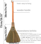 Handmade Whisk Sweeping Orange Broom - Vietnamese Straw Soft Broom - Brooms Decorative 12.2" Width, 28.35" Length