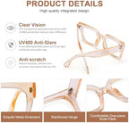 AQWANO Blue Light Reading Glasses Women, Fashion Oversized Square Computer Readers, 3-Pack Large Frame Eyeglasses