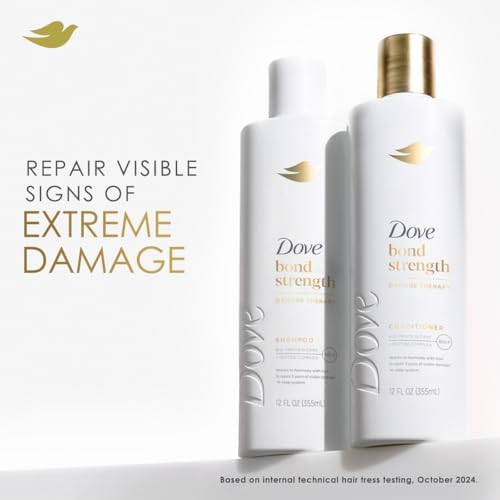 Dove Bond Strength, Damage Therapy System – Shampoo, Conditioner, 10-in-1 Shield Serum & Peptide Mask, Hair Repair Treatment, Anti-Frizz (4 Piece Set)