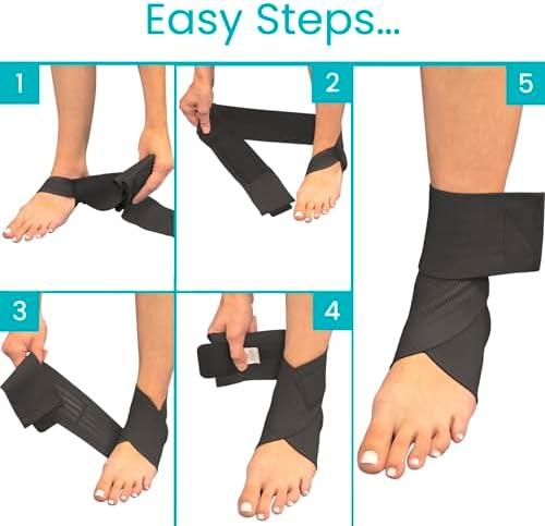 Vive Ankle Wrap (2 Pack) - Strap Heel Brace Stabilizer for Sprained Foot - Breathable, Soft, Firm Compression Sport Sleeve for Swelling - Adjustable Nonslip Elastic Support for Tendonitis (Women, Men)