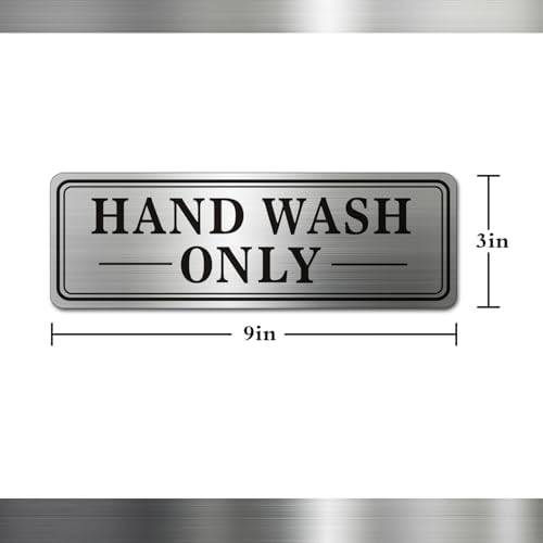 2pcs Metal Stainless Steel Hand Wash Only Sign,With Self Adhesive,9x3in(Hand Wash Only2pcs)