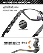 ANYLUV Reading Glasses Men Women Blue Light Blocking, Premium Mens Reading Glasses Al-mg Frame with Spring Hinge Anti Glare