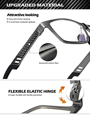 ANYLUV Reading Glasses Men Women Blue Light Blocking, Premium Mens Reading Glasses Al-mg Frame with Spring Hinge Anti Glare