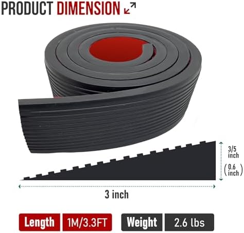 Threshold Ramps for Doorways, Self-Adhesive Rubber Ramps for Door Threshold Rubber Door Threshold Ramp for Wheelchair Scooter Stroller Sweeping Robot, 3000Lbs Capacity(0.6" Rise-3.3'L)