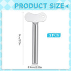 3 PCS Toothpaste Squeezer, Silver Stainless Steels Metal Tube Squeezer Keys Salon Toothpaste Tubes Squeezers Daily Living Tube Squeezing Aids Durable Processing for Paint, Cream, Cosmetic and Hair Dye