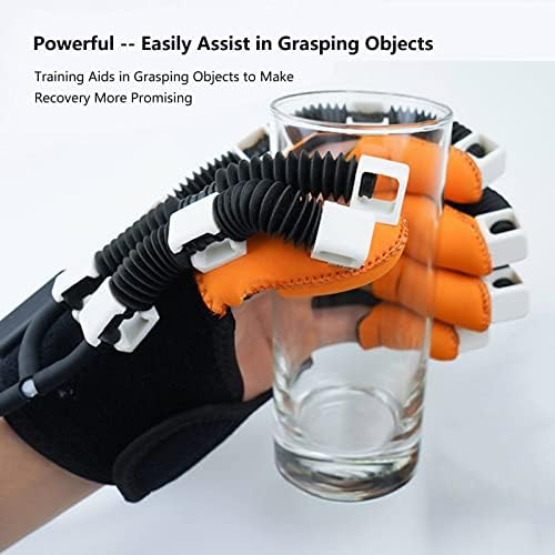 Rehabilitation Robot Gloves, Rechargeable Stroke Hemiplegia Finger Rehabilitation Trainer for Hand Function Recovery, with Single Finger Training, Finger Training Rehab Orthotics,RightHand L