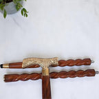 Dolchi Vintage Foldable Wooden Walking Stick Cane with Brass Telescope Handle - Elegant Gift for Men and Women