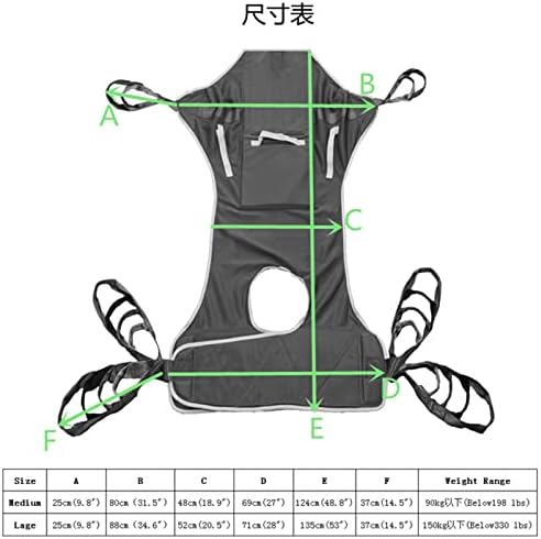 Patient Lifting Slings Lift Sling,Commode Patient Lift Slings Transfer Sling, Full Body Patient Lift Sling with Commode Opening, Edical Lift, 507lb, L(Below 300kg)
