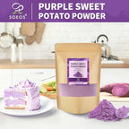 Soeos Purple Sweet Potato Powder, 8oz (227g) - 100% Natural, Vibrant for Smoothies, Baking & Cooking, Resealable Bag for Freshness