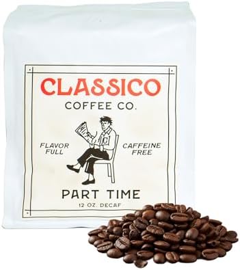 Terra Kaffe Classico Part Time Blend Decaf Coffee – Medium-Dark Roast Whole Bean – Swiss Water Process – Rich Flavor, No Jitters – Fresh Small-Batch Roasted – 12 oz – Great for Espresso & All Brew Methods