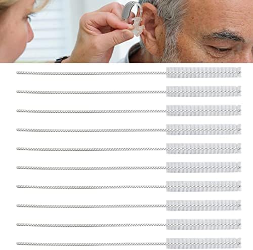 10 Pcs Hearing Aid Vent Tube Cleaning Brush, Professional Nylon Hair Hearing Aid Tube Cleaning Tool Accessory for Clean Small Holes or Pipes