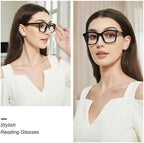 JiSoo Square Oversized Reading Glasses Women 2.75, Chunky Stylish Designer Readers 2.75 Women with Spring Hinge, Black 2.75