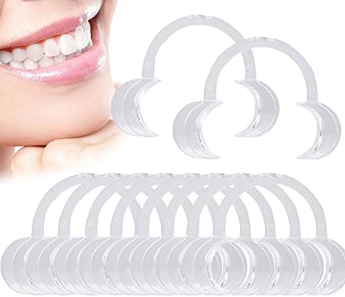10 Pieces (Size M) C-Shape Cheek Retractor, Disposable Mouth Opener for Dental Teeth Whitening Mouth Guard or Speak Out Game (M, White)