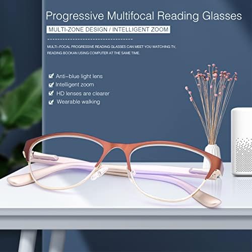 YIMI Progressive Multifocus Spring Hinge Reading Glasses Computer Blue Light Blocking Multifocal Reader Eyewear Women Men