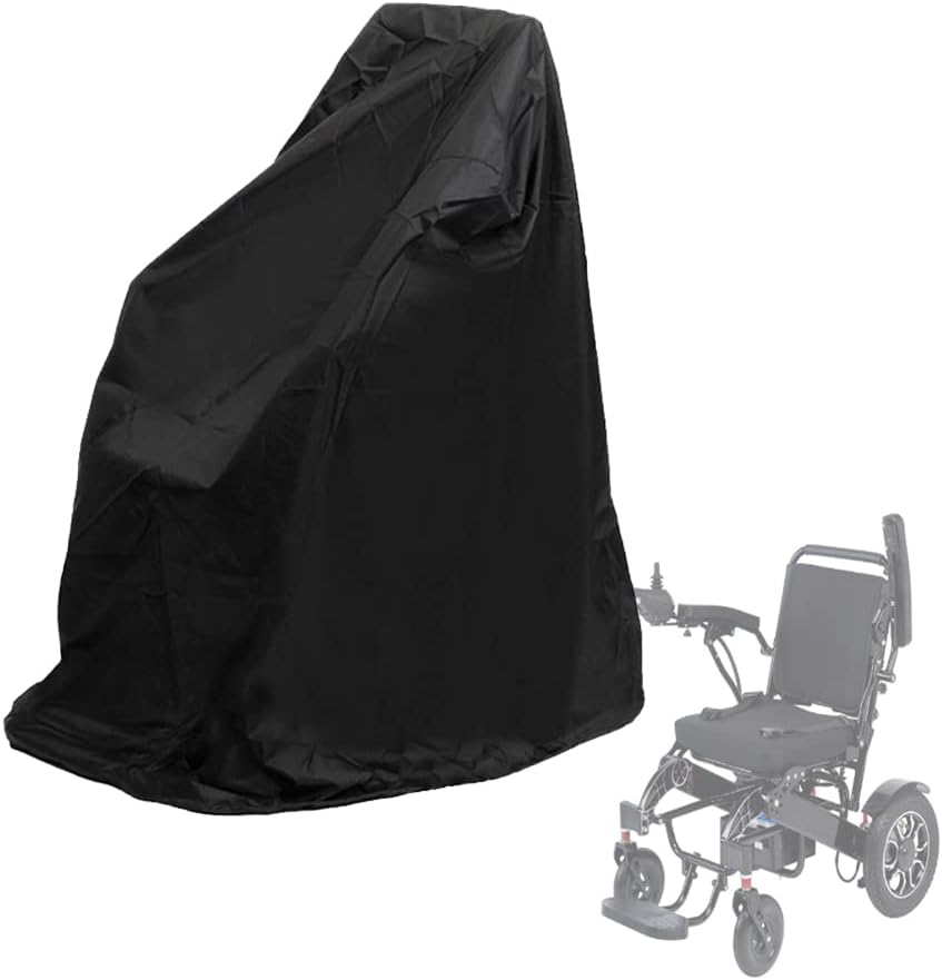 Electric Wheel Chair Cover Waterproof Mobility Scooter Storage Cover for Travel Power Wheelchair Dust Protective Cover with Adjustable Drawstring (45"L x 29.5"W x 51"H, Black)