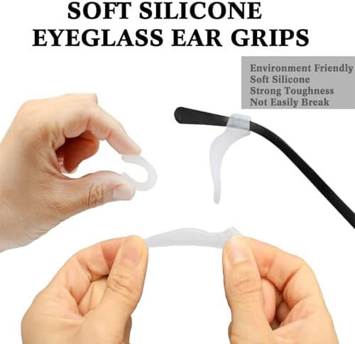 YMCCOOL 20 Pairs Eye Glasses Ear Grippers Anti-Slip Holder with 3pcs Adjustable Glasses Strap, Sports Rope Eyewear Retainer