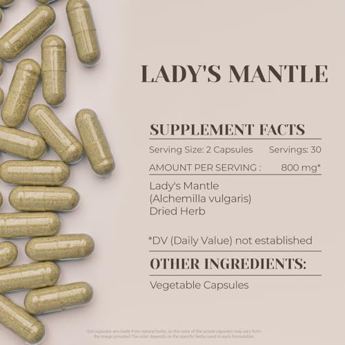 Lady's Mantle 60 Capsules | High-Potency Herbal Dietary Supplements | Made with Vegetable Capsules and Lady's Mantle (Alchemilla vulgaris) Dried Herb (60 Count)