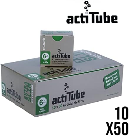 actiTube Activated Carbon Filter, Extra Slim, 6 mm Diameter, 50 Filters per Pack, 1 Display (500 Filters)