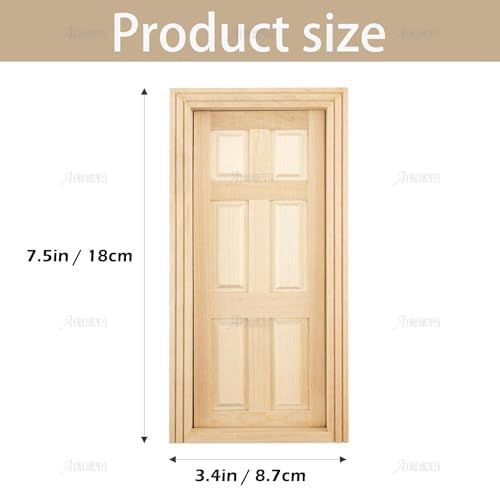 AUEAR, 1:12 Mini Furniture Unpaint Wooden Doors for DIY Scene Home Craft (6 Panel)