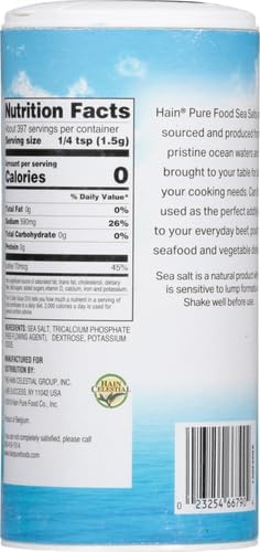 Hain Pure Foods Iodized Sea Salt, 21 oz.