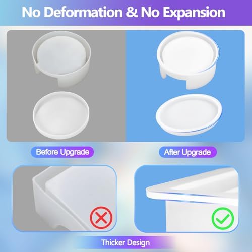 KISREL 18 Pieces Thicken Resin Coaster Molds, Upgrade Coaster Molds for Epoxy Resin, Coaster Resin Mold with Storage Box Mold for DIY Art Craft Cup Mats