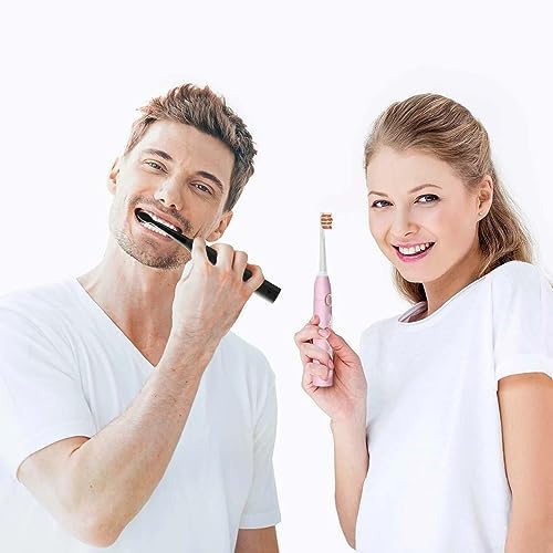 BNEI Sonic Electric Toothbrush, 5 Modes, 2 Minute Timer, 30 Day Life, 8 Replaceable Brush Heads, Black/Pink (Black,B)