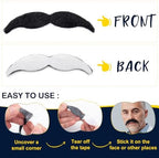 48 Pcs Fake Mustaches, Self Adhesive Fake Beard, Novelty Hairy Beard, Costume Facial Hair for Halloween Party