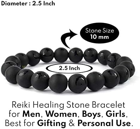 Aleafa Armlet Presents Natural Black Onyx Self Bracelet Crystal Stone 10 Mm Round Bead Bracelet for Reiki and Crystal Stones (Color : Black) #Aport-4706
