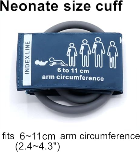 NIBP PU Cuff with BP12 Connector for Neonate 6-11cm, Reusable Single Tube Replacement BP Cuff with Inner Airbag for Blood Pressure Monitor Machine
