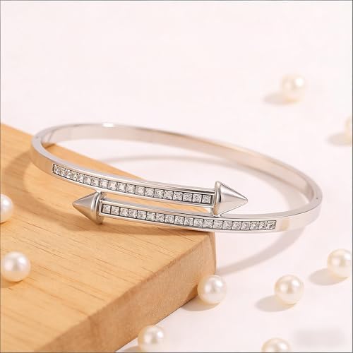 Dainty Rhinestones Stainless Steel Arrow Bracelet for Women, Waterproof Couple Bracelet Jewelry For Women Gift