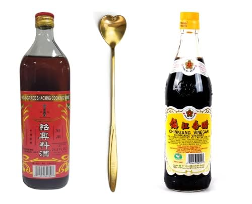 Shaohsing (shaoxing) Rice Cooking Seasoning750ml, Gold Plum Chikiang Vinegar Plus Golden Heart Long Handle Spoon