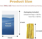 Yotelab Cellophane Treat Bags, Small 4x6 Inches Cellophane Bags With Twist Ties,100 Pcs