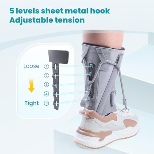AFO Foot Drop Brace Splint, Adjustable Drop Foot Up Ankle Support for Walking with Shoes, Improve Walking Gait, Fits Right & Left, Women and Men - Gray