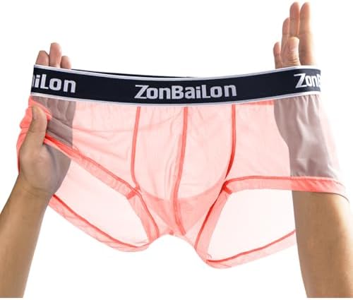 ZONBAILON Mens Sexy Underwear See Through Super Thin Breathable Mesh Boxer Briefs Stretchy M L XL 2XL 3XL
