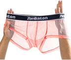 ZONBAILON Mens Sexy Underwear See Through Super Thin Breathable Mesh Boxer Briefs Stretchy M L XL 2XL 3XL