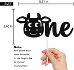 Cow One Cake Topper - Holy Cow I'm One Cake Topper - Cow 1st Birthday Party Decorations Black Glitter
