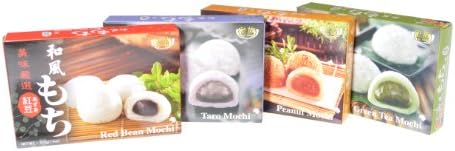 Royal Family Japanese Mochi Variety Pack Including Red Bean, Taro, Green Tea and Peanut, 29.6 oz