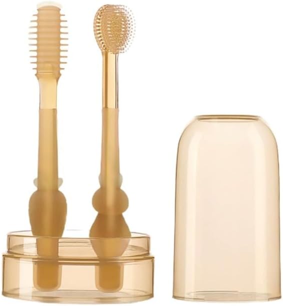 1Set Toothbrush,Infant Toothbrush 360 Degree Cleaning Dental Care Silicone Tongue Brush Bath for Infants Carrot 0-18M Infant Toddler