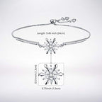 BISAER Snowflake Tennis Bracelets for Women White Gold Plated Cubic Zirconia Bracelet with Adjustable Chain, Anniversary, Birthday, Mother Day, Women' s Day Bracelet