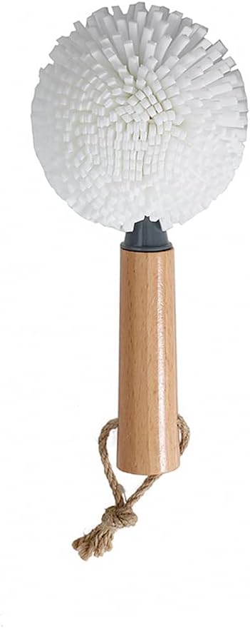 Goblet Wineglass Brush, Bamboo Handles, Eva Sponge Brush, Foam Bristle, Non Scratch, White